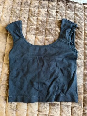 Garage Black Ribbed Crop Top